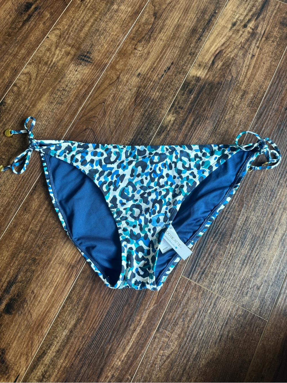 Bleu Rod Be at Tie - Leopard Print Tie-Side Bikini Bottoms in Teal and Navy NWT